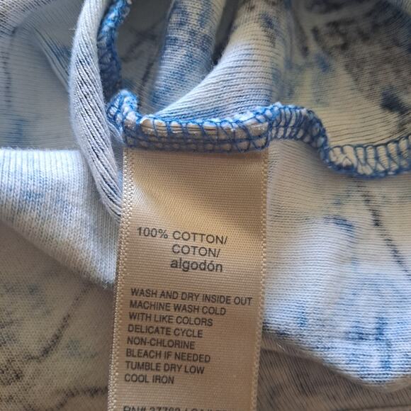 Rafaella Blue, White & Green Tie Dye Print Cotton Dress Crewneck Women's Size M - Picture 9 of 9